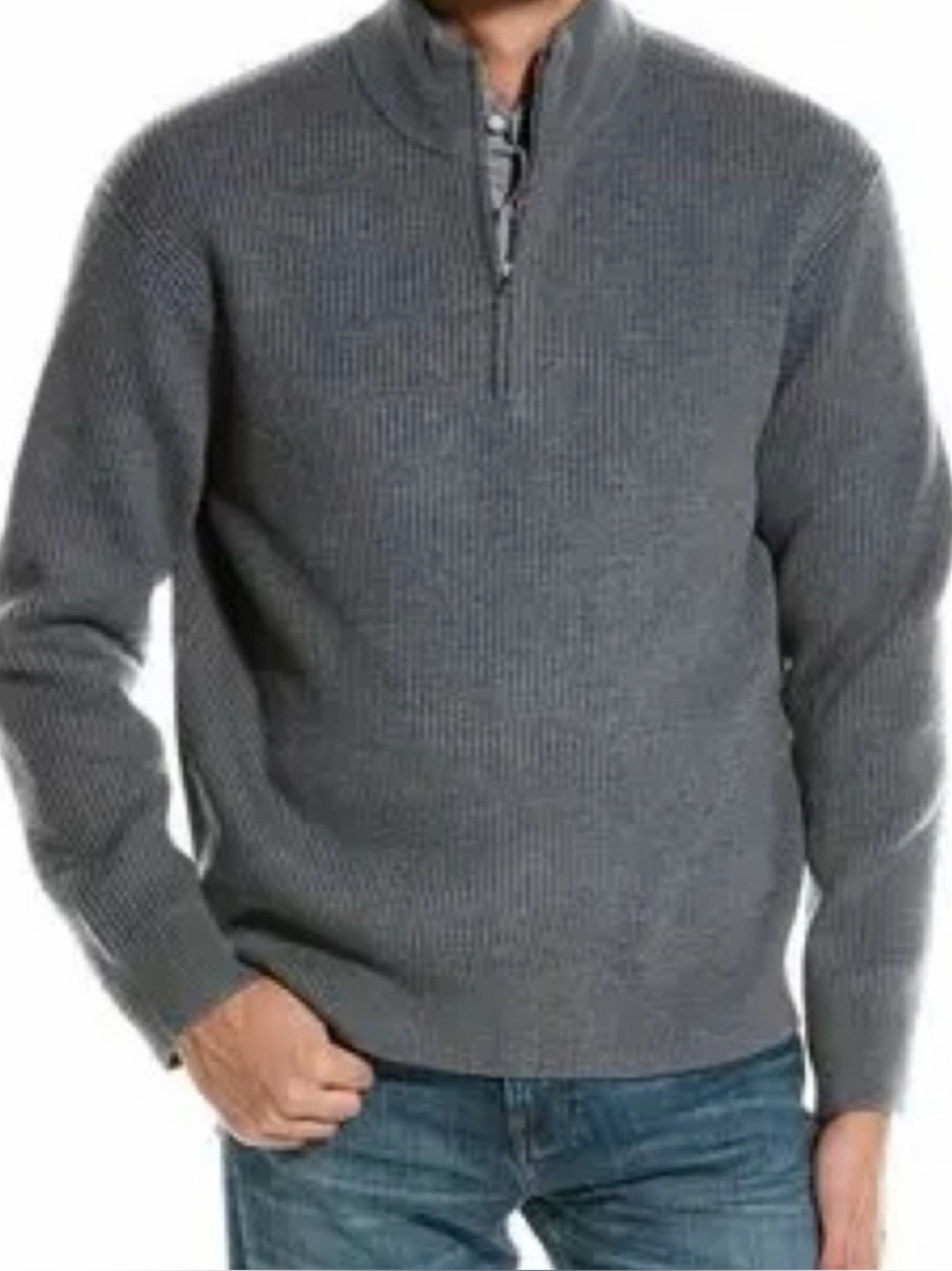 NWT Theory Gray Lamar Merino Wool Sweater Large Preppy Quiet Luxury Casual